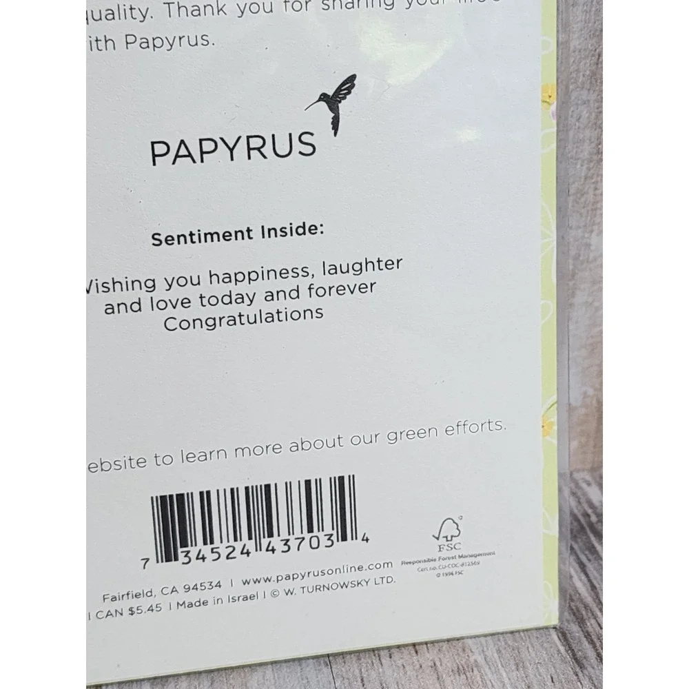 Papyrus RARE Turnowsky Embossed Floral Wedding Card Foiled Gold Trimmed